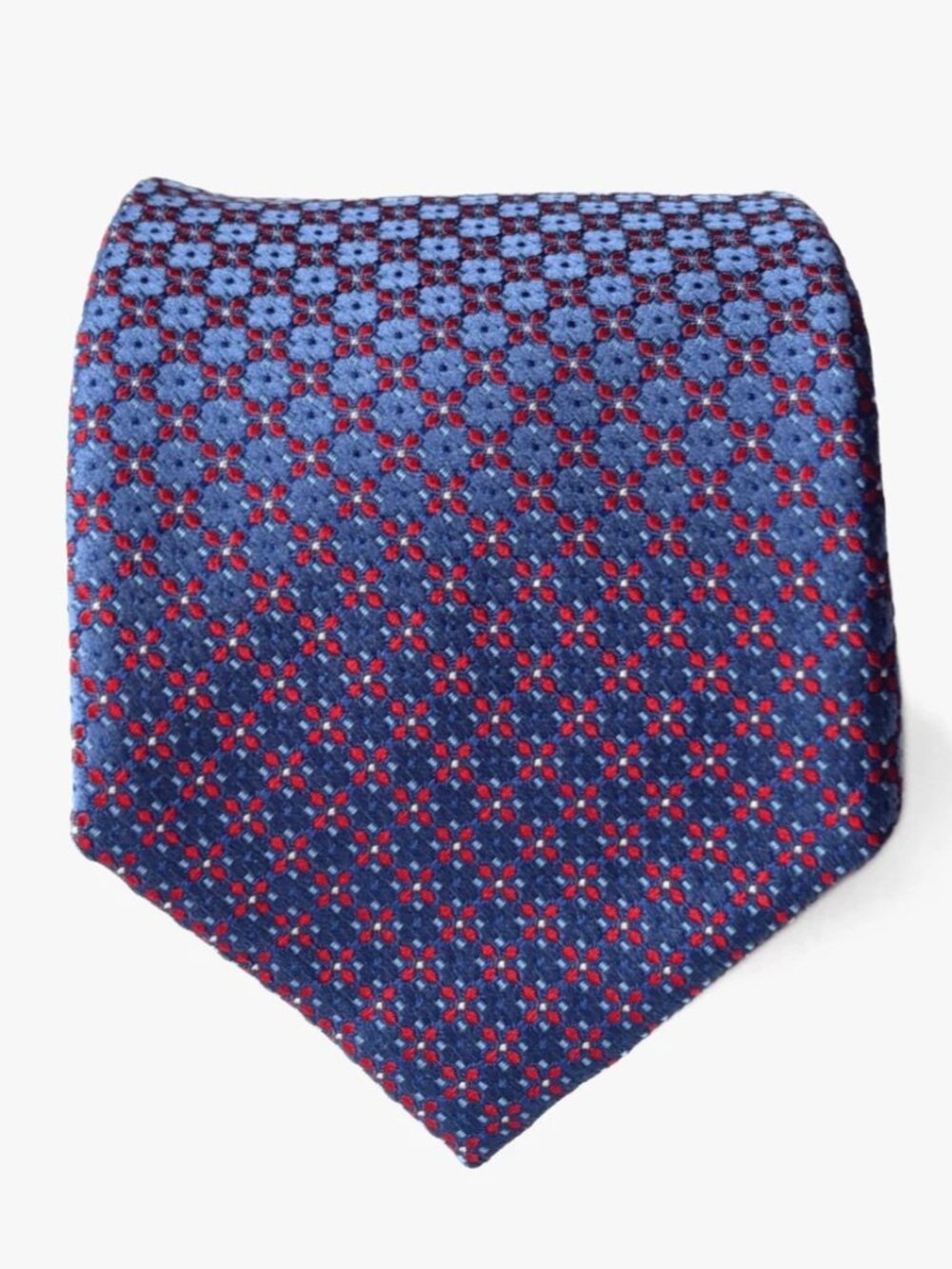 Canali Blue Red Geometric Gradient Men's Neck Tie 100% Silk Italy NWOT 3.25"